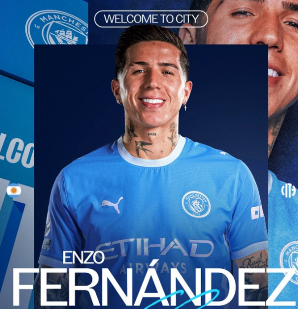 Manchester City anuncia Enzo Fernández, ex-Chelsea, por R$ 870 milhões