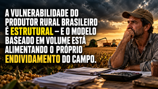 A VULNERABILIDADE DO PRODUTOR RURAL BRASILEIRO É ESTRUTURAL — E O MODELO BASEADO EM VOLUME ESTÁ ALIMENTANDO O PRÓPRIO ENDIVIDAMENTO DO CAMPO