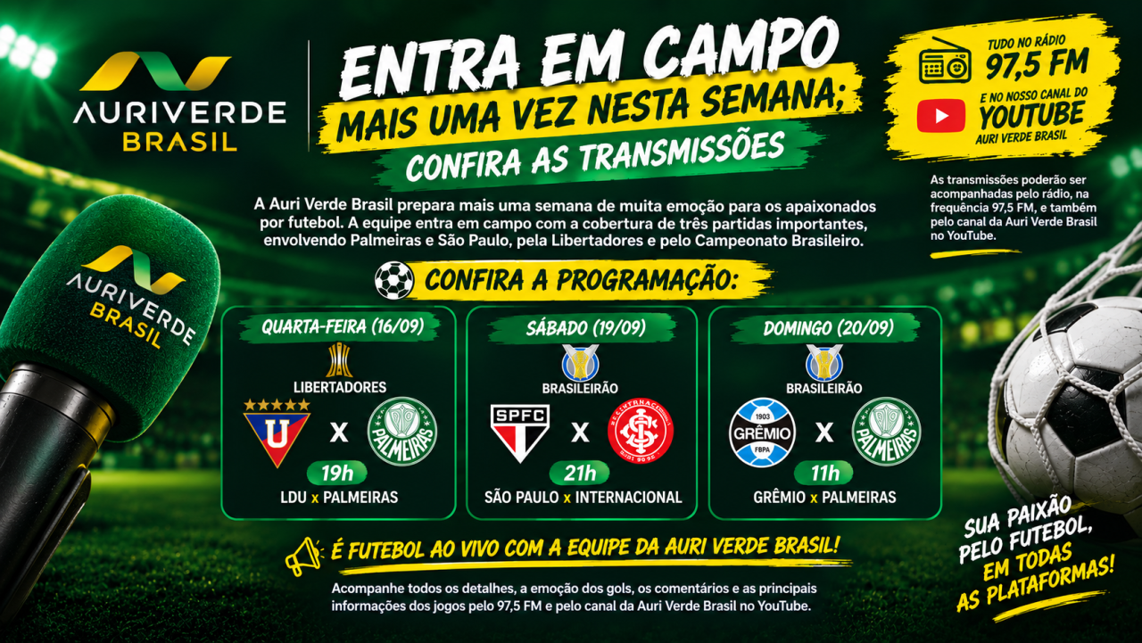 Auri Verde Brasil entra em campo mais uma vez nesta semana; confira as transmissões