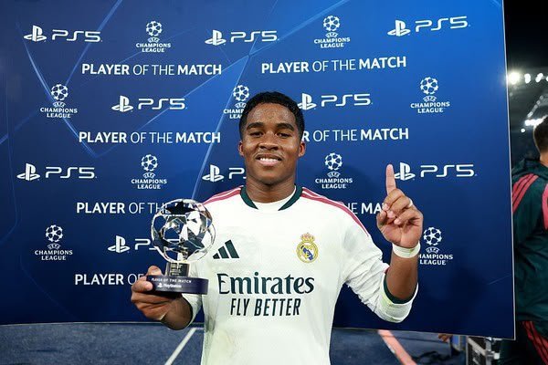 Endrick brilha, marca gol de empate e lidera reação do Real Madrid contra a Roma na Champions League