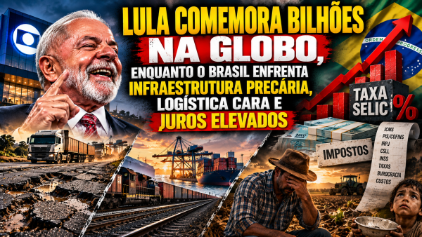 LULA COMEMORA BILHÕES NA GLOBO, ENQUANTO O BRASIL ENFRENTA INFRAESTRUTURA PRECÁRIA, LOGÍSTICA CARA E JUROS ELEVADOS