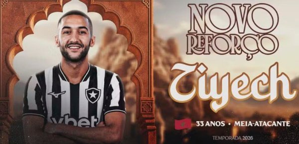 Botafogo anuncia contratação de Hakim Ziyech, ex-Chelsea e Ajax