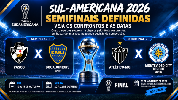 Copa Sul-Americana 2026: semifinais estão definidas; veja os confrontos e as datas